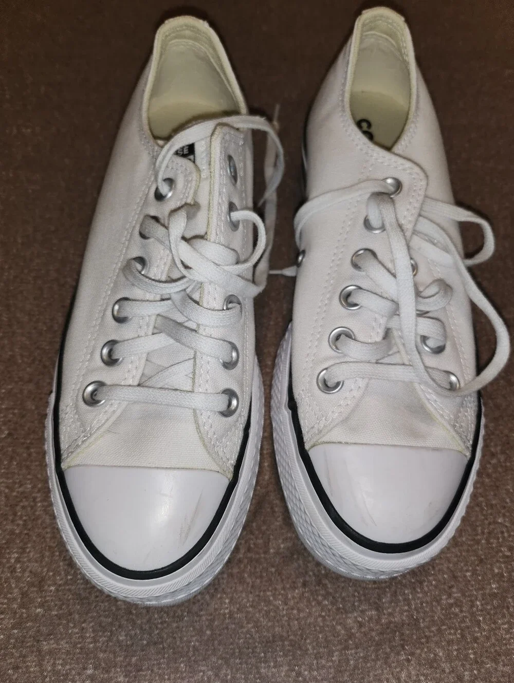 Women's Converse White Canvas Platform Lace-Up Sneakers Size 6 - Picture 2 of 5